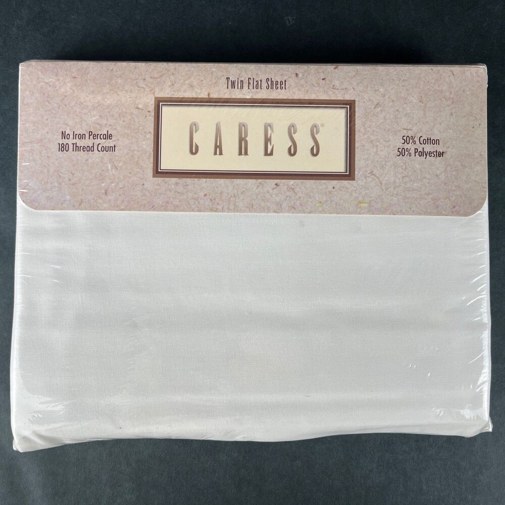 NOS Mervyn's Caress Twin Flat Sheet White No Iron Percale 180 Thread USA Made - Picture 2 of 4